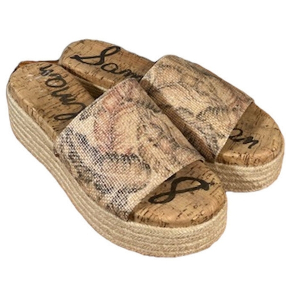 Sam Edelman Shoes - Sam Edelman NEW Beige Floral Slip On Platforms 7.5